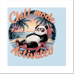 Chill Mode Activated | Panda Style | T Shirt Design Posters and Art